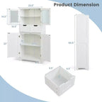 Mueble de Almacenamiento para Baño con 2 Cajones, Puertas de Vidrio, Blanco/Gris/Negro