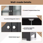 Mueble de Almacenamiento para Baño con 2 Cajones, Puertas de Vidrio, Blanco/Gris/Negro