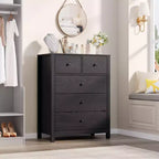 Cómoda alta de 5 cajones, organizador de almacenamiento de madera moderno para dormitorio, recibidor, pasillo, oficina en casa