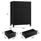 Cómoda alta de 5 cajones, organizador de almacenamiento de madera moderno para dormitorio, recibidor, pasillo, oficina en casa