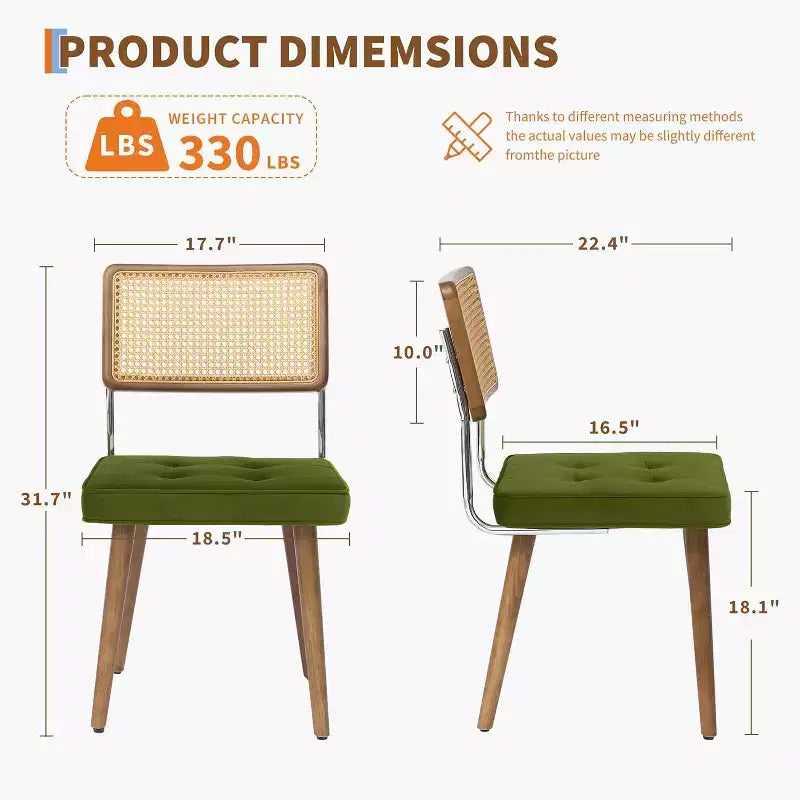 Sillas de comedor Mid Century Modern, sillas de cocina tapizadas en PU con respaldo alto de ratán y patas de madera resistentes, juego de 1/2, estilo vintage