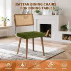 Sillas de comedor Mid Century Modern, sillas de cocina tapizadas en PU con respaldo alto de ratán y patas de madera resistentes, juego de 1/2, estilo vintage
