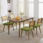 Sillas de comedor Mid Century Modern, sillas de cocina tapizadas en PU con respaldo alto de ratán y patas de madera resistentes, juego de 1/2, estilo vintage