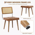 Sillas de comedor Mid Century Modern, sillas de cocina tapizadas en PU con respaldo alto de ratán y patas de madera resistentes, juego de 1/2, estilo vintage