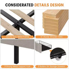 Base de cama matrimonial moderna tapizada con cabecero capitoné - Cama de plataforma sin ruido con cajones de almacenamiento, listones de madera, blanca