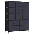 Cómoda de 15 cajones para dormitorio, Cómoda alta y sinfonieres, Cómodas de tela que ahorran espacio para armario, pasillo, sala de estar, gris