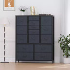 Cómoda de 15 cajones para dormitorio, Cómoda alta y sinfonieres, Cómodas de tela que ahorran espacio para armario, pasillo, sala de estar, gris