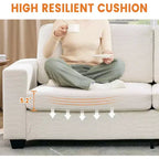 Sofá moderno tapizado en pana de 83 pulgadas con reposabrazos, sofá resistente tipo nube con asiento profundo para sala de estar y apartamento, Beige