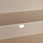 Aparador de 4 puertas con patrones convexos y 2 tiradores plateados para sala de estar, Almendra