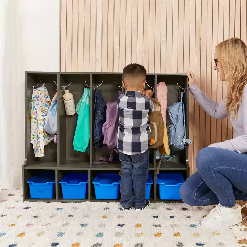 Armario con banco y 5 compartimentos frontales Streamline de 5 secciones para niños pequeños