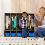 Armario con banco y 5 compartimentos frontales Streamline de 5 secciones para niños pequeños