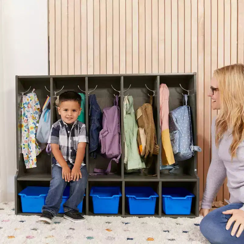 Armario con banco y 5 compartimentos frontales Streamline de 5 secciones para niños pequeños