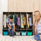 Armario con banco y 5 compartimentos frontales Streamline de 5 secciones para niños pequeños