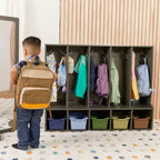 Armario con banco y 5 compartimentos frontales Streamline de 5 secciones para niños pequeños