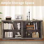 AMERLIFE Aparador de Granja de 63 pulgadas, Buffet de Madera con Puertas de Vidrio, Estantes, Almacenamiento para Sala de Estar, Barra de Café