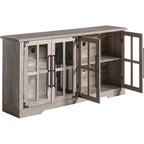 AMERLIFE Aparador de Granja de 63 pulgadas, Buffet de Madera con Puertas de Vidrio, Estantes, Almacenamiento para Sala de Estar, Barra de Café