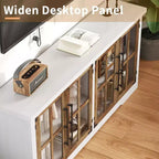 AMERLIFE Aparador de Granja de 63 pulgadas, Buffet de Madera con Puertas de Vidrio, Estantes, Almacenamiento para Sala de Estar, Barra de Café