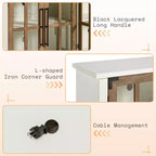 AMERLIFE Aparador de Granja de 63 pulgadas, Buffet de Madera con Puertas de Vidrio, Estantes, Almacenamiento para Sala de Estar, Barra de Café