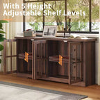 AMERLIFE Aparador de Granja de 63 pulgadas, Buffet de Madera con Puertas de Vidrio, Estantes, Almacenamiento para Sala de Estar, Barra de Café