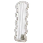 Espejo de cuerpo entero ondulado de franela – Diseño de madera acolchada suave, de pie o de pared, 160 cm, 3 colores