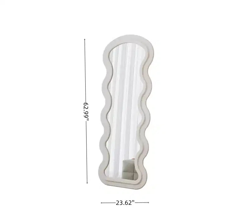 Espejo de cuerpo entero ondulado de franela – Diseño de madera acolchada suave, de pie o de pared, 160 cm, 3 colores