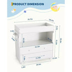 Mesa cambiador, cómoda cambiador moderna de madera con 2 cajones, cambiador multiusos para bebés para cuarto de bebé, dormitorio