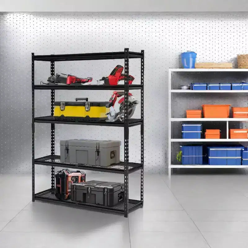 Estantería metálica de almacenamiento ajustable de 5 niveles para garaje - Estante utilitario industrial, sótano/almacén