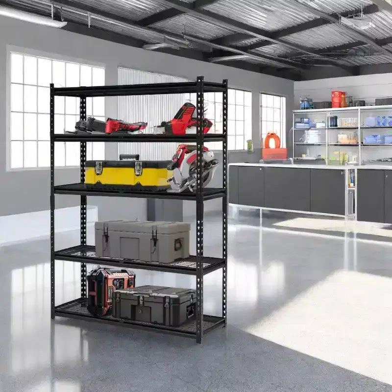 Estantería metálica de almacenamiento ajustable de 5 niveles para garaje - Estante utilitario industrial, sótano/almacén