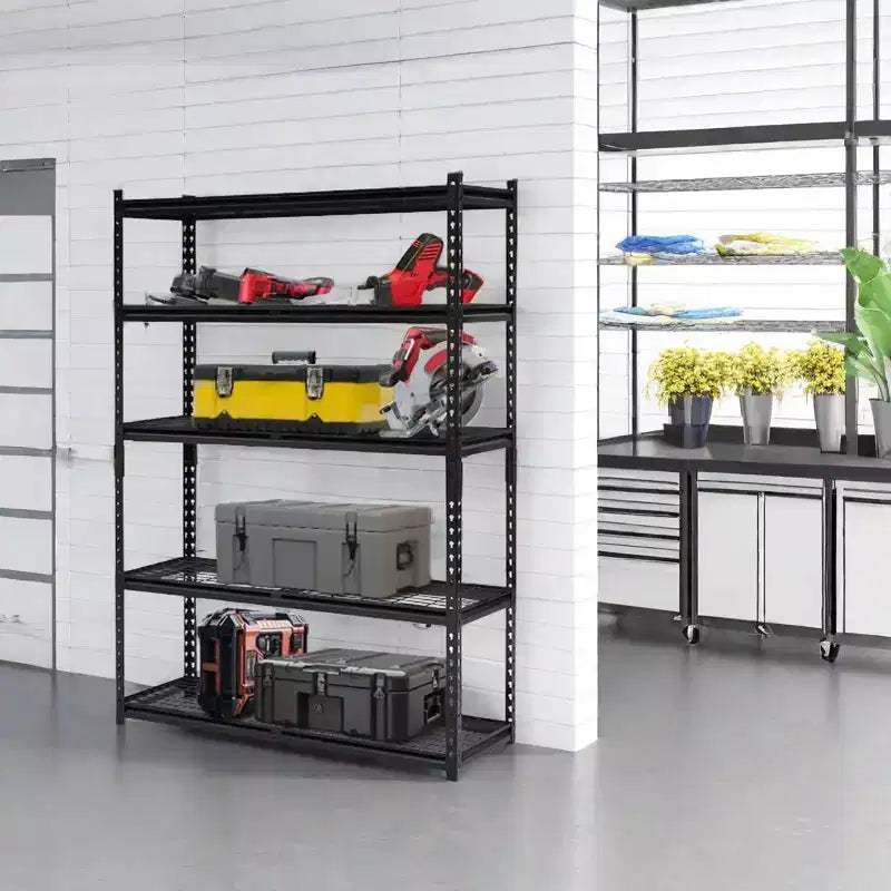 Estantería metálica de almacenamiento ajustable de 5 niveles para garaje - Estante utilitario industrial, sótano/almacén