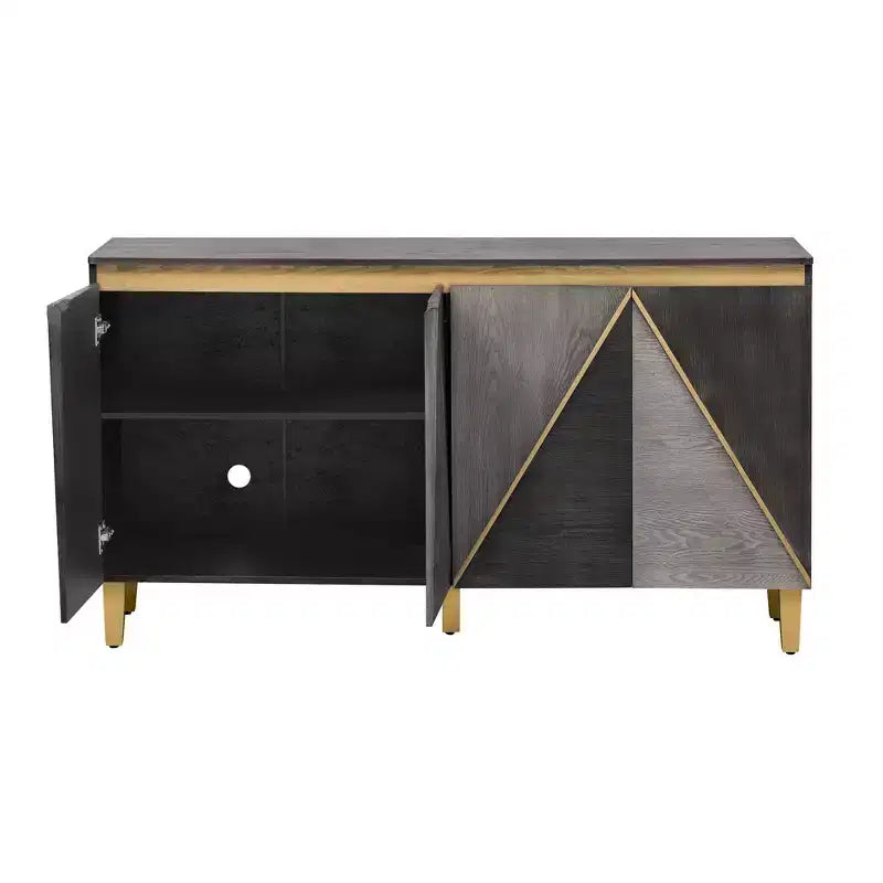 Mueble Aparador de Buffet – Estantes Ajustables, 4 Puertas Bicolores, Gris Claro y Oscuro