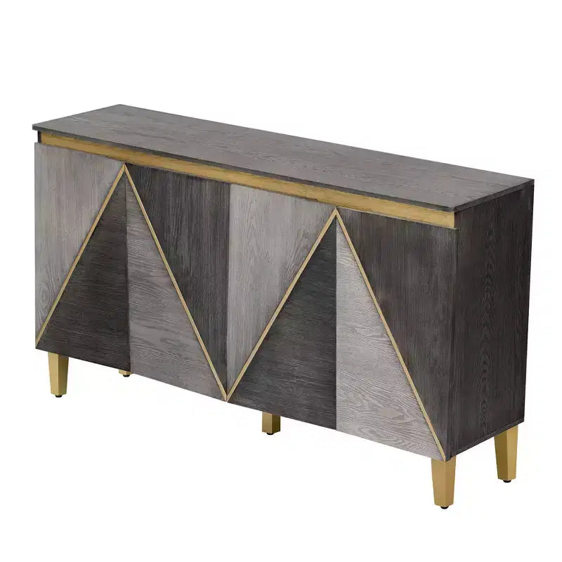Mueble Aparador de Buffet – Estantes Ajustables, 4 Puertas Bicolores, Gris Claro y Oscuro