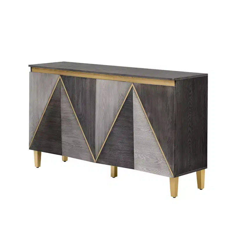 Mueble Aparador de Buffet – Estantes Ajustables, 4 Puertas Bicolores, Gris Claro y Oscuro
