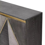 Mueble Aparador de Buffet – Estantes Ajustables, 4 Puertas Bicolores, Gris Claro y Oscuro