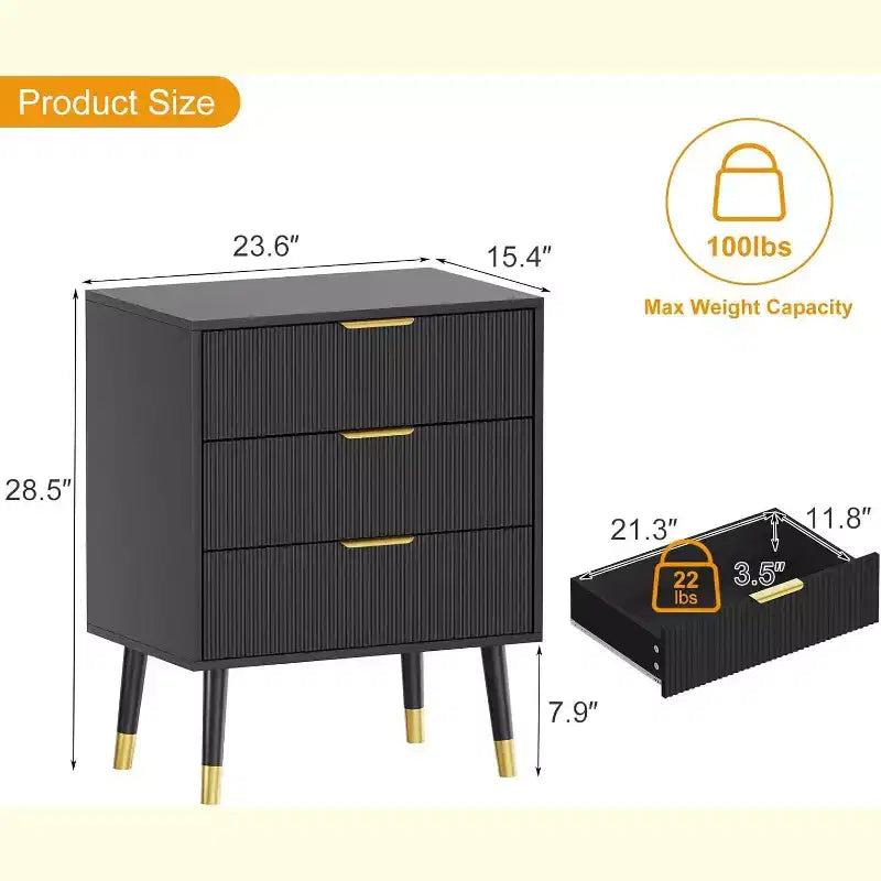 Cómodas de 3 cajones, cómodas modernas para armario, cómoda de almacenamiento de madera, organizador de cómoda para dormitorio, sala de estar, pasillo