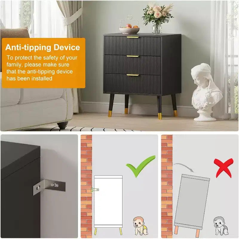 Cómodas de 3 cajones, cómodas modernas para armario, cómoda de almacenamiento de madera, organizador de cómoda para dormitorio, sala de estar, pasillo
