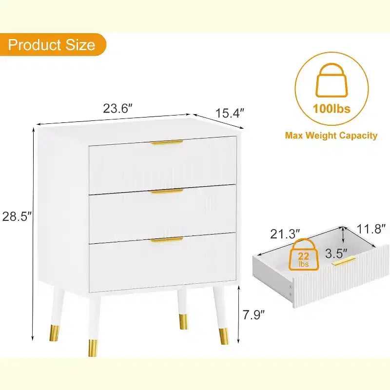 Cómodas de 3 cajones, cómodas modernas para armario, cómoda de almacenamiento de madera, organizador de cómoda para dormitorio, sala de estar, pasillo