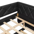Sofá cama Full XL tapizado con nido – Estructura de pino, cuero de PU, reposabrazos con capitoné