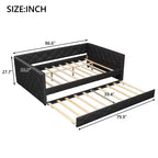 Sofá cama Full XL tapizado con nido – Estructura de pino, cuero de PU, reposabrazos con capitoné