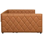 Sofá cama Full XL tapizado con nido – Estructura de pino, cuero de PU, reposabrazos con capitoné