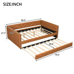 Sofá cama Full XL tapizado con nido – Estructura de pino, cuero de PU, reposabrazos con capitoné