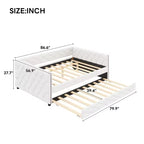 Sofá cama Full XL tapizado con nido – Estructura de pino, cuero de PU, reposabrazos con capitoné