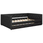 Sofá cama Full XL tapizado con nido – Estructura de pino, cuero de PU, reposabrazos con capitoné