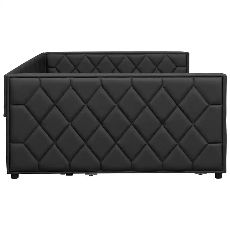 Sofá cama Full XL tapizado con nido – Estructura de pino, cuero de PU, reposabrazos con capitoné