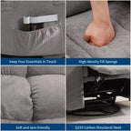 Sillón Reclinable de Masaje con Calor - Mecedora Giratoria 360°, Sofá Individual Grande con Vibración, USB y Bolsillos de Almacenamiento para Sala de Estar/Dormitorio