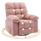 Sillón Reclinable de Masaje con Calor - Mecedora Giratoria 360°, Sofá Individual Grande con Vibración, USB y Bolsillos de Almacenamiento para Sala de Estar/Dormitorio