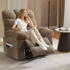 Massage Recliner Chair with Heat - 360 Swivel Rocker, Oversized Single Sofa w/ Vibration, USB & Storage Pockets for Living Room/Bedroom