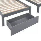 Litera triple de madera con cajones y barandillas, matrimonial sobre dos camas individuales y dos individuales para 3 niños, para dormitorio o residencia