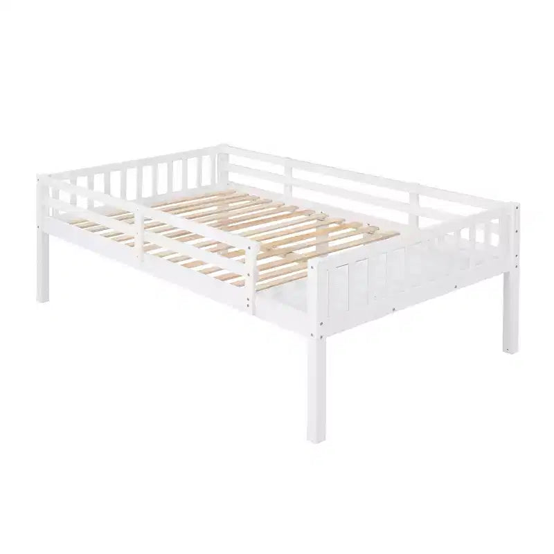 Litera triple de madera con cajones y barandillas, matrimonial sobre dos camas individuales y dos individuales para 3 niños, para dormitorio o residencia
