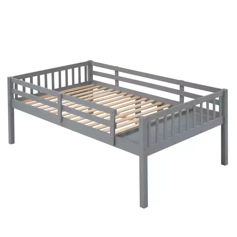 Litera triple de madera con cajones y barandillas, matrimonial sobre dos camas individuales y dos individuales para 3 niños, para dormitorio o residencia