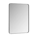 Espejo de Baño Rectangular Minimalista – Marco Metálico, Esquina Curva, Espejo de Tocador de Pared